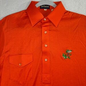 Vintage Florida Gators Polo Shirt Men M Orange Lisle 80s Preppy Single Stitch